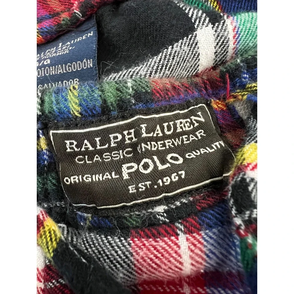 Polo Ralph Lauren plaid cotton pajama pants L drawstring elastic waist lounge